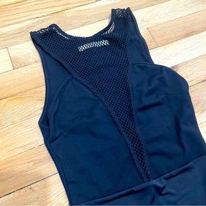 Black Sleeveless Bodysuit with Mesh Detail